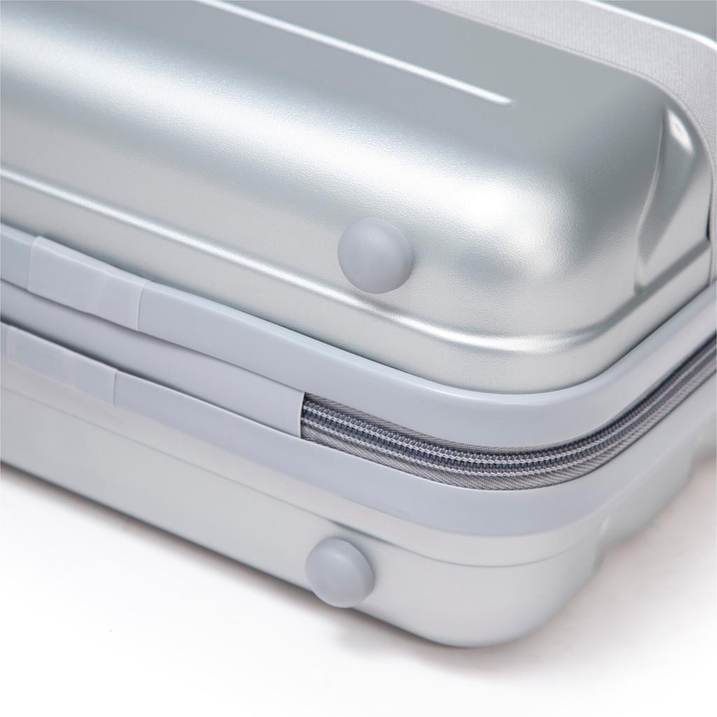 14"/19"/24"/28" 4-Piece ABS Spinner Luggage Set – Large & Medium Sizes – Integrated Combination Lock & 14" Cosmetic Bag (Silver)