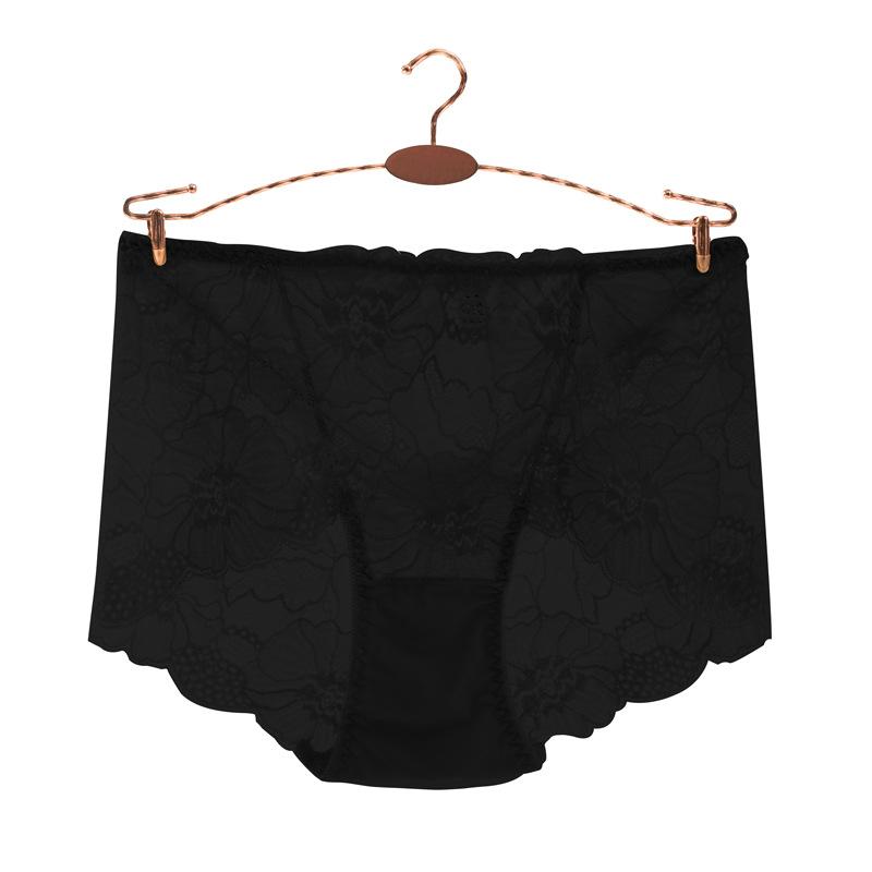Lace Hollow Out Plus Fat Women's Mid Waist Triangle Pants Sexy Mesh Thin Breathable Cotton Underwear for Women