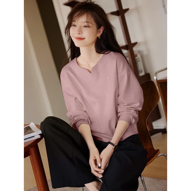 Mohan Yimei Dámská krátká volná bavlněná mikina s kulatým výstřihem