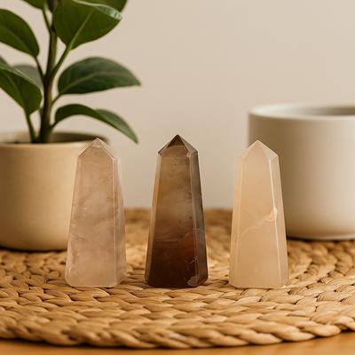 Přírodní kouřový křemen Krystalový obelisk Hrot 5 cm