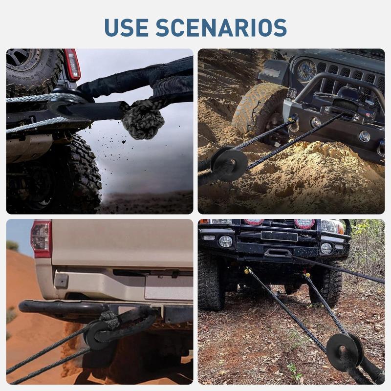 Heavy Duty Snatch Block Soft Shackle Recovery Ring Long Lasting Tow Winch Rope Compatible with ATV UTV Truck