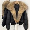 Pinghu duck down warm down jacket women's removable natural real fox fur collar jacket daily versatile top