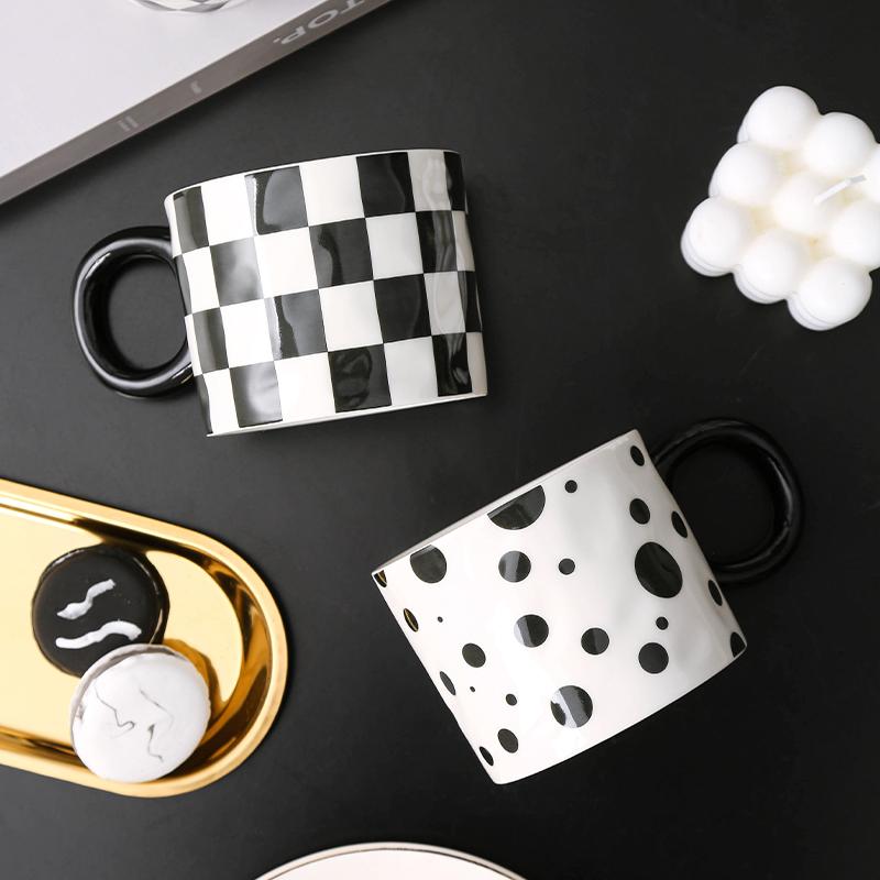 High-color Value Mug with Lid and Spoon Ceramic Coffee Cup High-grade Exquisite Female Milk Cup Office Couple Water Cups