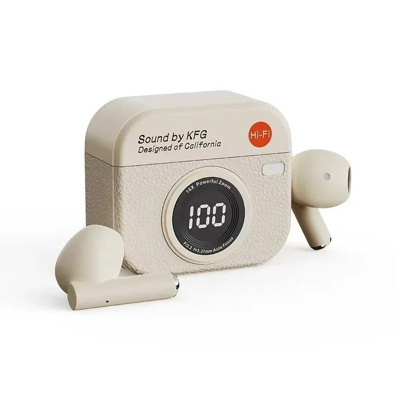 Wireless Bluetooth Headphones Retro Camera Creative Battery Level Display Music Earphones Long-Lasting Battery Life