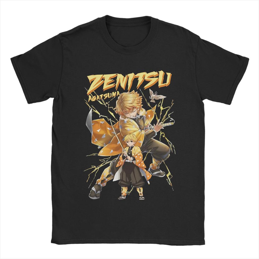 Zenitsu Agatsuma Demon Slayer T-Shirts für Herren Damen 100% Baumwolle Fantastische T-Shirts O-Ausschnitt T-Shirt Kurzarm Tops Geschenkidee