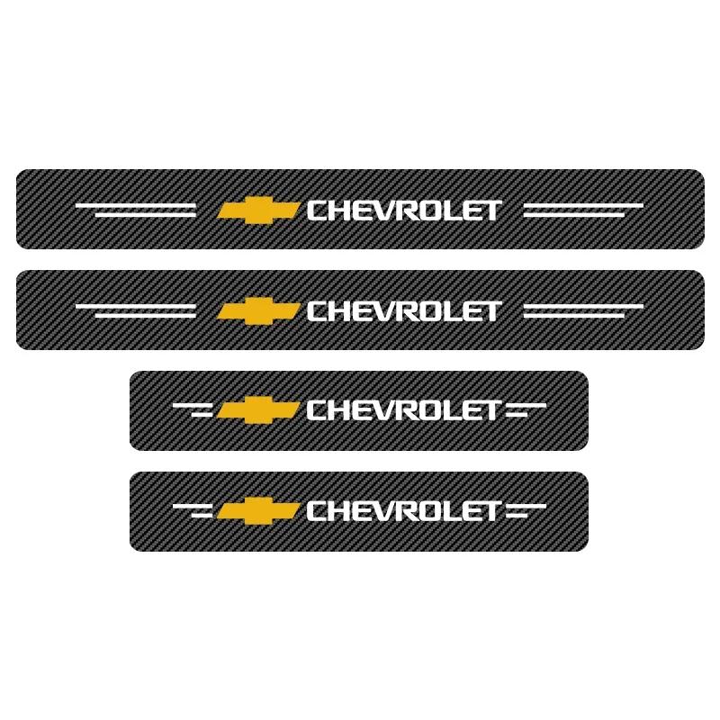 Blkz8 4Pcs Car Door Threshold Carbon Fiber Scuff Plate Sticker Badge Accessories For Chevrolet Cruze Aveo Captiva Malibu Car Styling