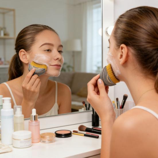 Hypoallergenic Facial Cleansing Brush with Soft Bristles Skin-friendly Makeup Brush Manual Lymph Drainage Massager for Contouring And Skin Care