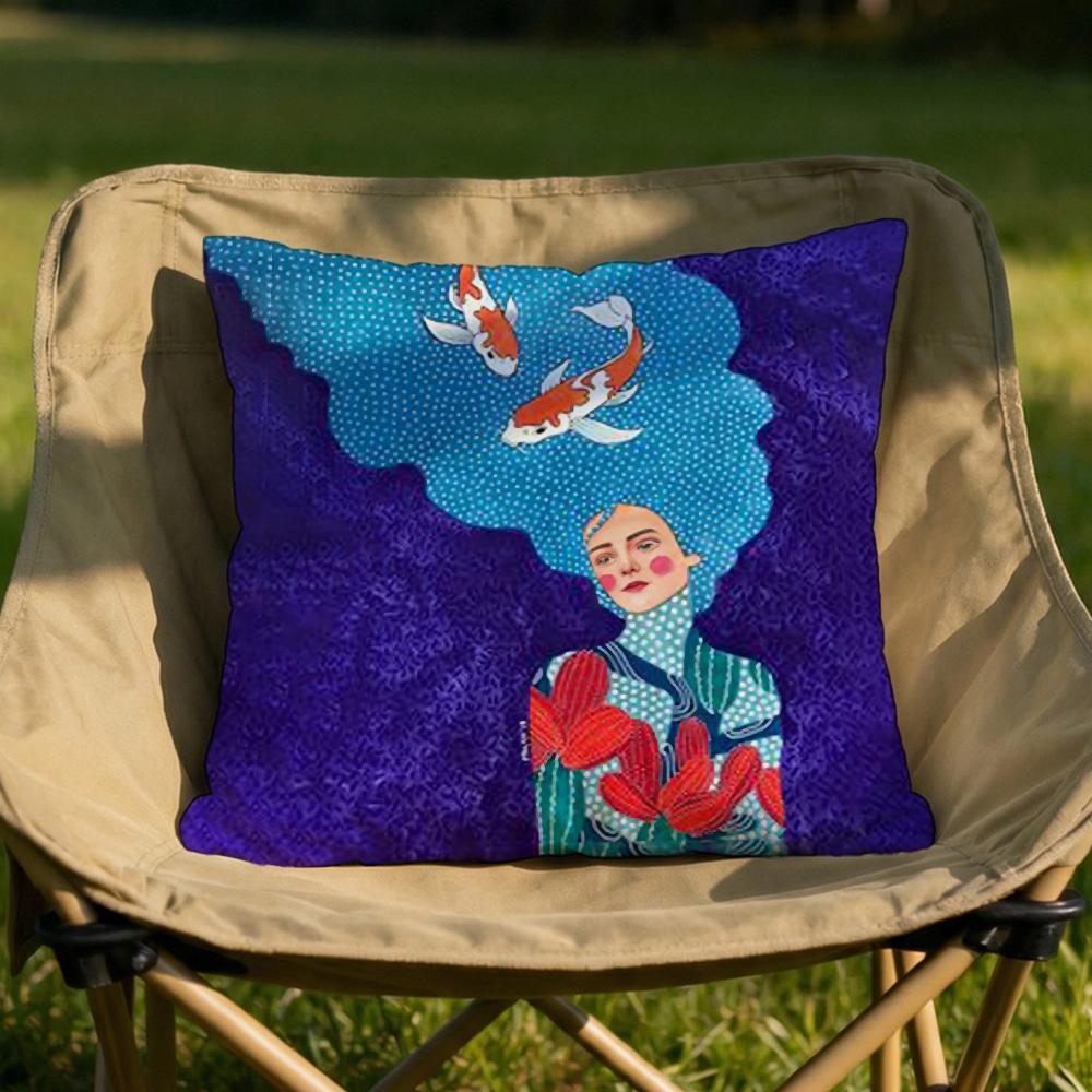 Vintage Girl Hair Flower Cushion Cover Soft Reversible Durable Pillow Cover MultiScene Use for Home Car Daily Comfort