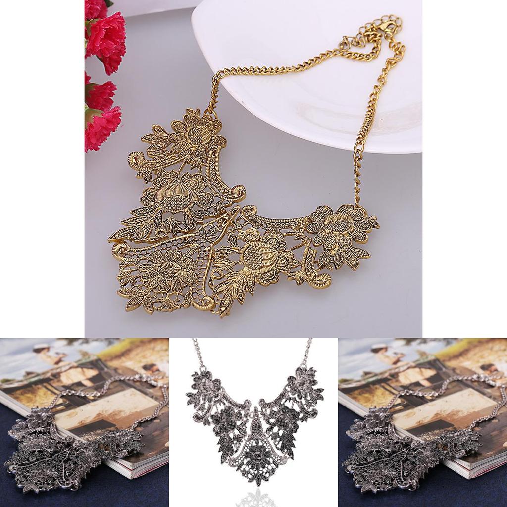 Retro European Alloy Floral Choker With Pendant For Women And Special Events