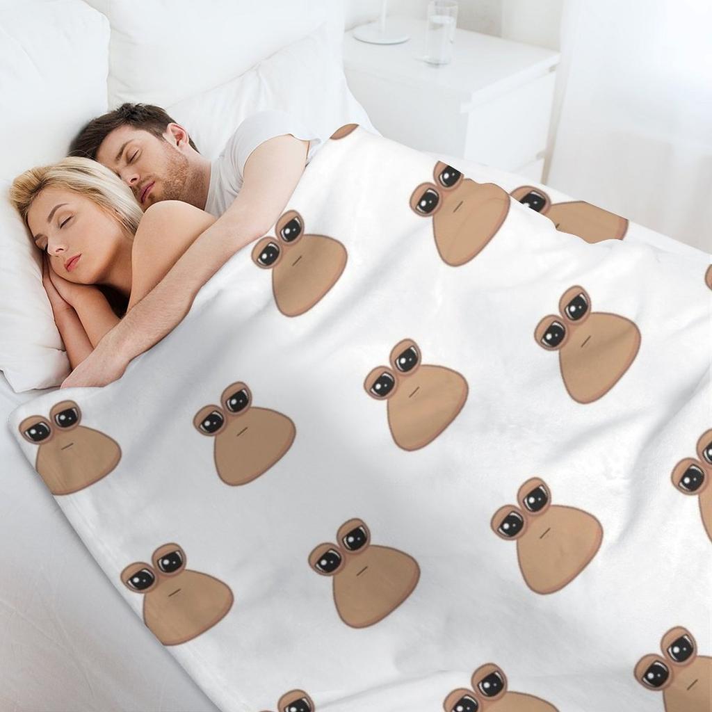 Sad Cute Little Cursed Pou Throw Blanket Thins Picnic Shaggy Designers Blankets