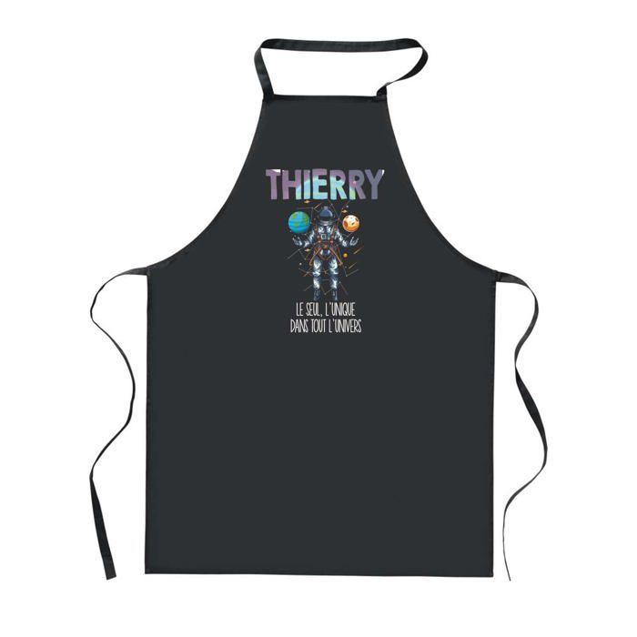 Tablier de cuisine - PLANETEE - Thierry - Noir - Impression bretonne - 90x60 cm