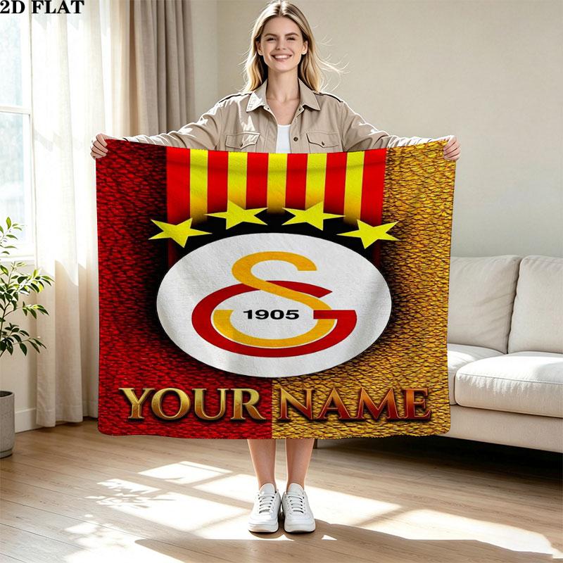 1PC Galatasaray S Custom Name Patterned Flannel Blanket Suitable For All Seasons for Home Decor Warmth and Comfort Gifts Holiday Present