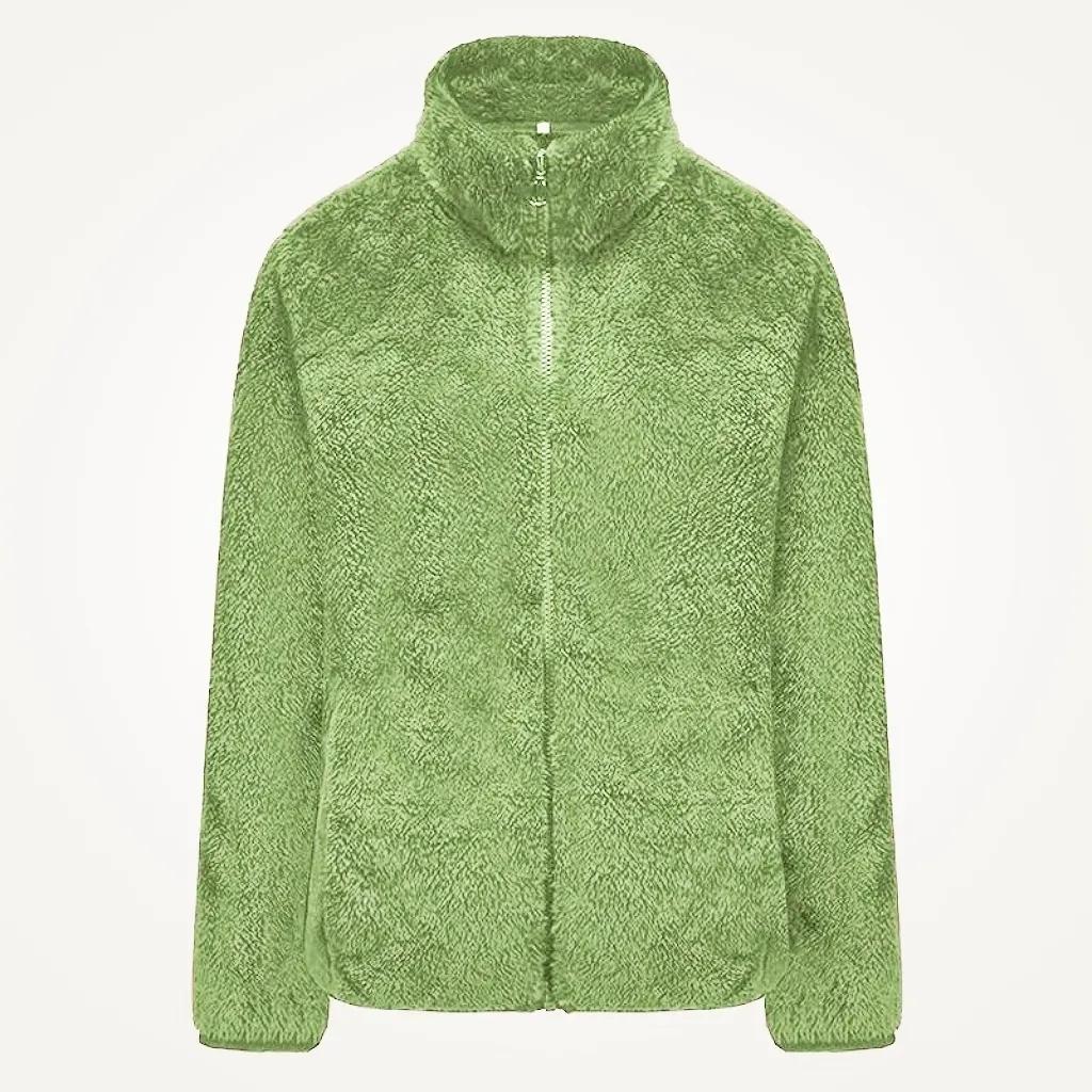 Giacca in pile double-face Pile polare Autunno e Inverno Top in pile Corallo Caldo Ispessito Collo alto Zip Cardigan