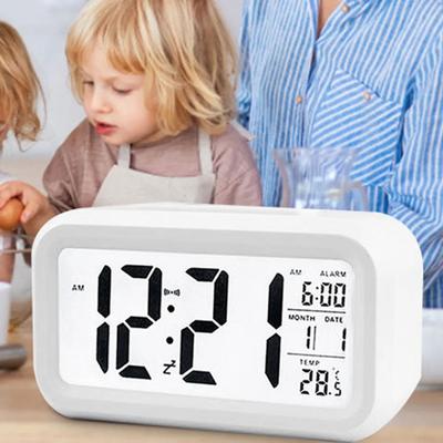 Réveil numérique LED à affichage 12/24h pour la maison, le chevet, à piles, multifonction, snooze/température, veilleuse, date, réveil