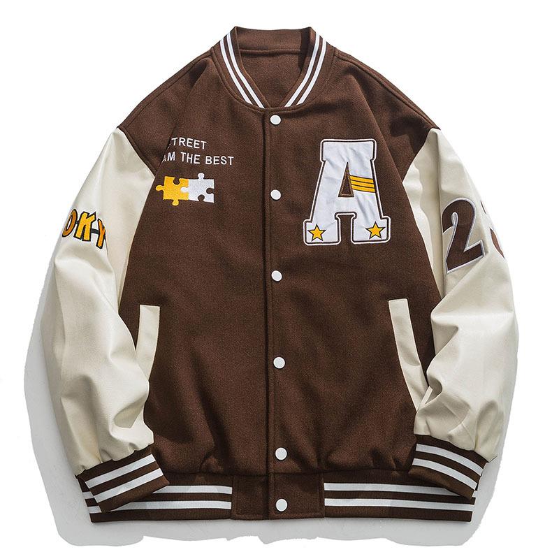 

Spring and autumn new baseball uniform jackets, men s and women s casual jackets, embroidered and spliced, Hong Kong-style couples, versatile trends 3XL