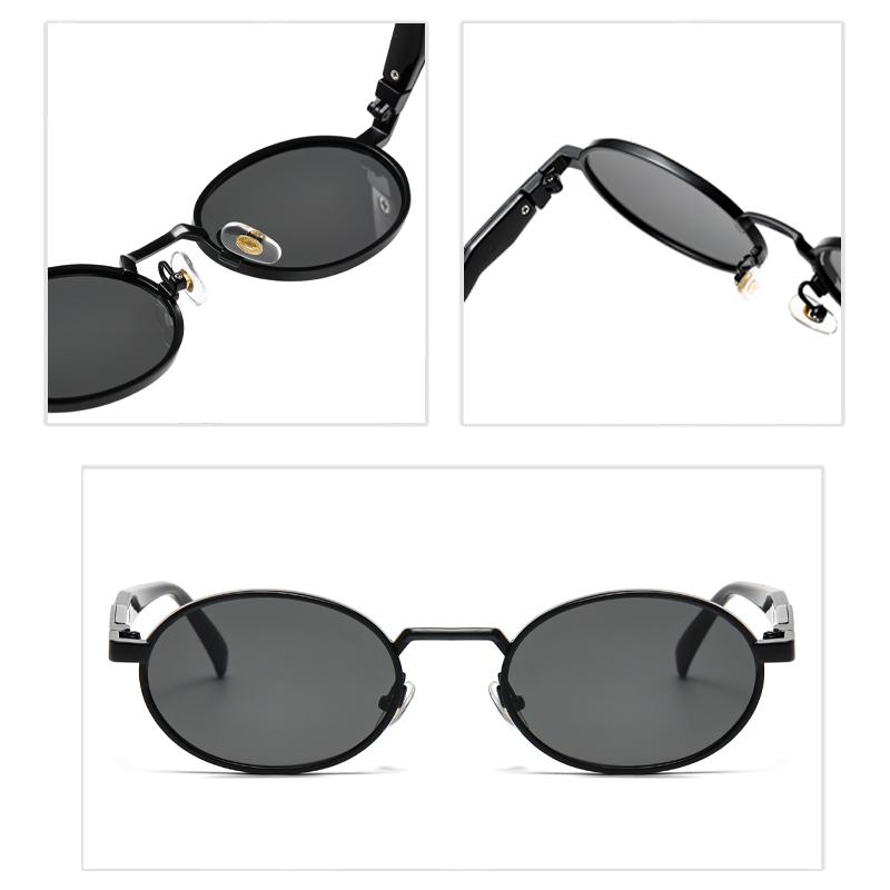 1/2pcs New Small Frame Metal Oval Sunglasses For Women And Men, High-End Retro Steampunk Sun Glasses