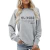 Women's Autumn/Winter Casual Round Neck Sweatshirt - Cold Letter Number Print