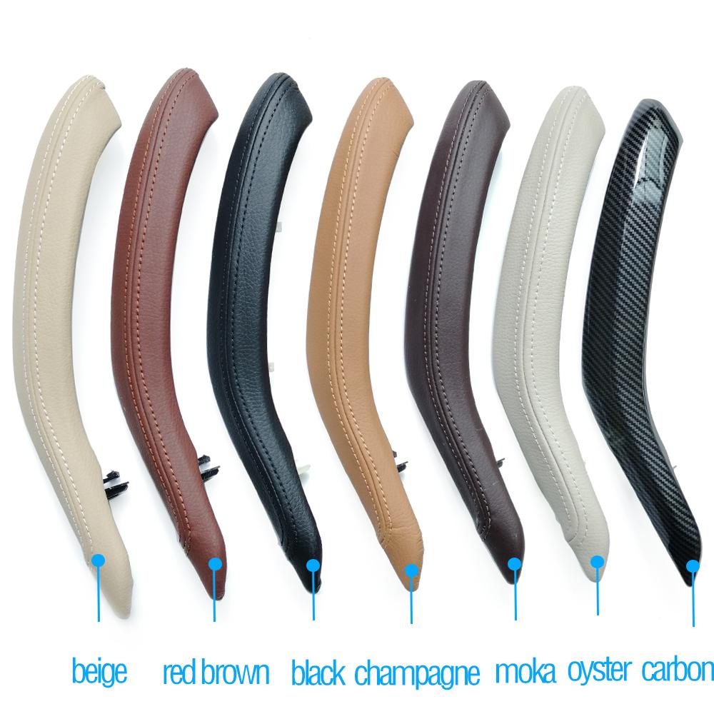 Car Interior Passenger Doors Pull Handle Outer Leather Cover Replacement For BMW X5 X6  F15 F16