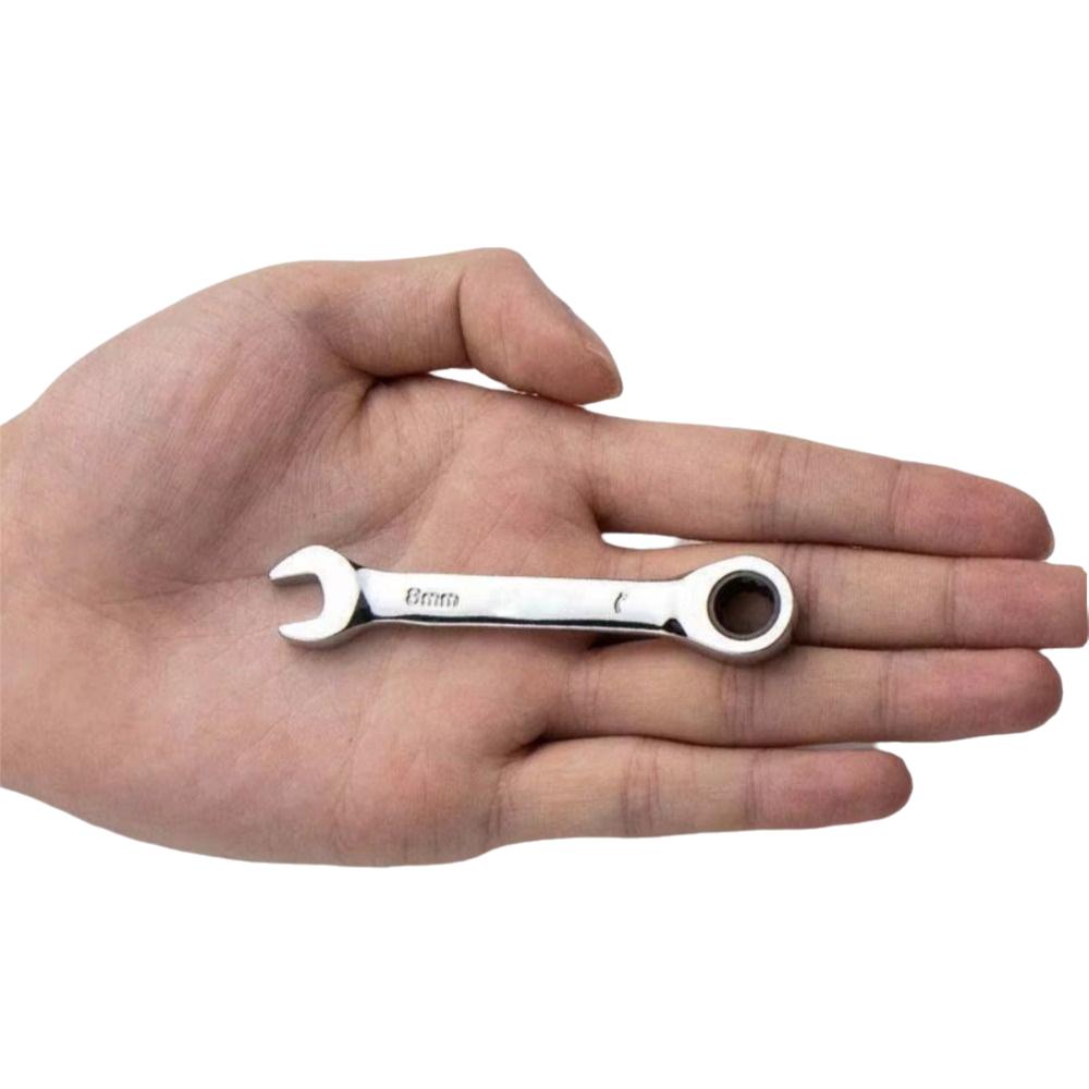 CR-V Steel Stubby Ratcheting Combination Wrench 8mm-17mm Ratcheting Spanner  Mechanical Repair