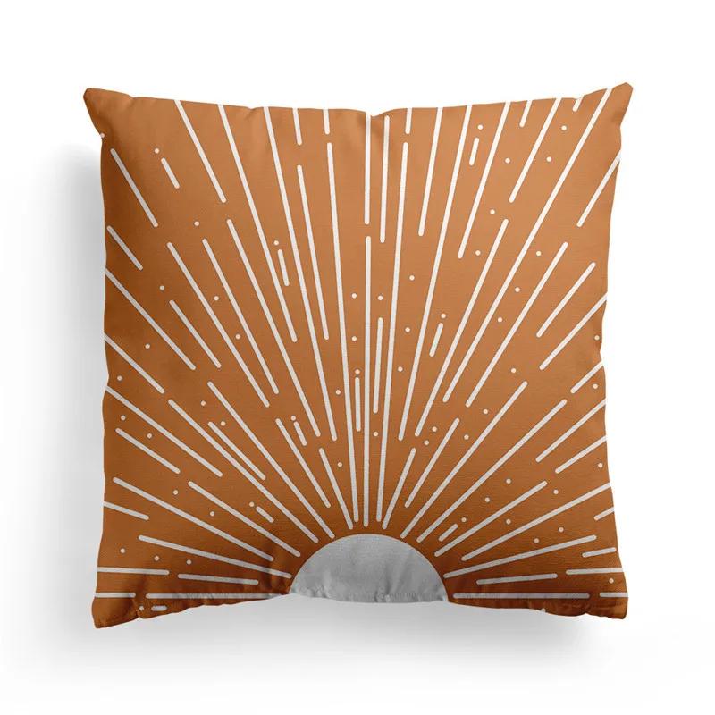 Nordic Orange Geometric Throw Pillow Cover Flower Printed Home Decorative Pillow Cushion Covers Office Sofa Pillowcase
