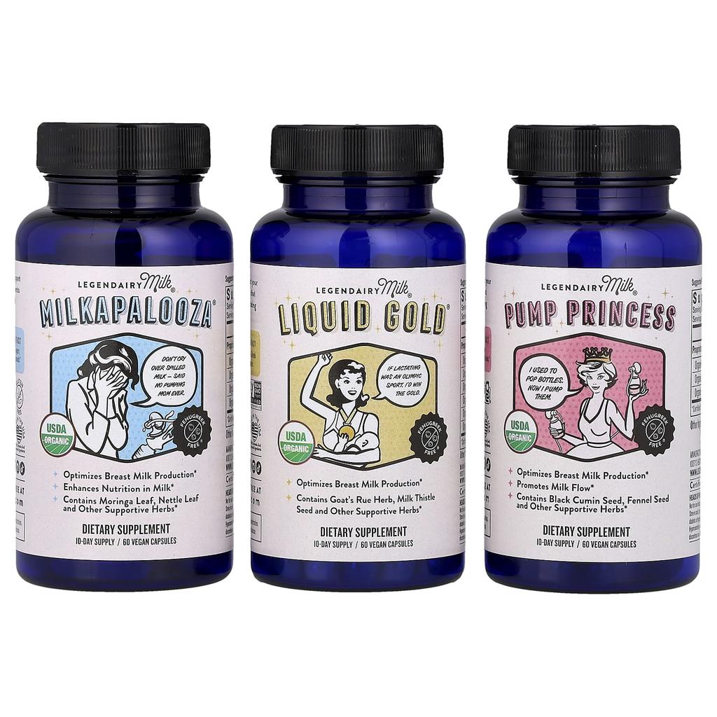 Legendairy Milk Breastfeeding Support Bundle, 3 Bottles, 60 Vegan Capsules Each