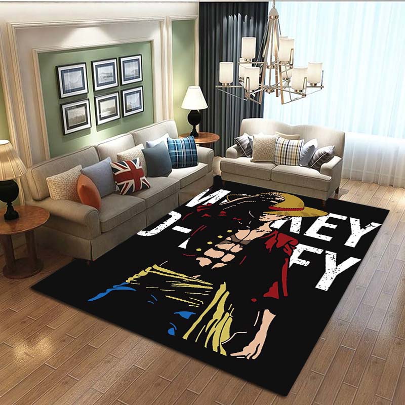 3D printed ONE PIECE cartoon cute rug, suitable for living room, bedroom, table, kitchen doorway, children's non-slip floor mat,