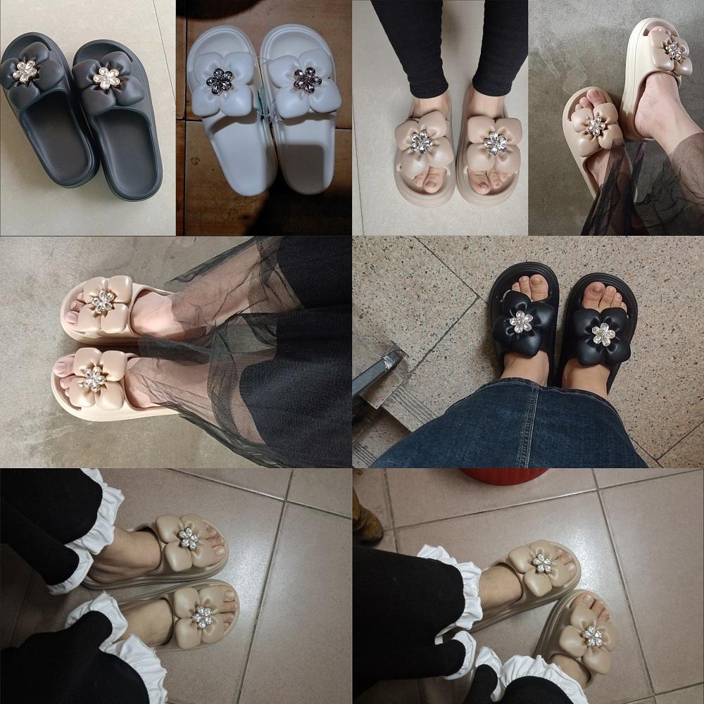2025 modish floral diamond EVA sandals for women summer outdoor beach bathroom slippers anti-slip thickened platform home shoes