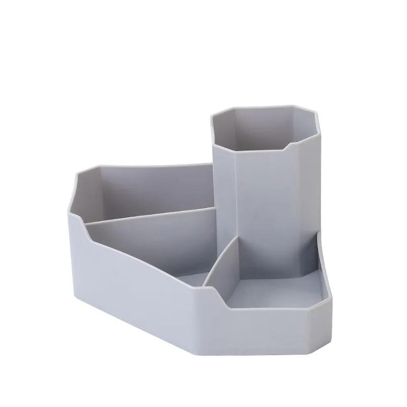 Creative New Desktop Corner Stationery Cosmetics Storage Box Four Grid Pen Lipstick Storage Box Household Stationery Holder серый