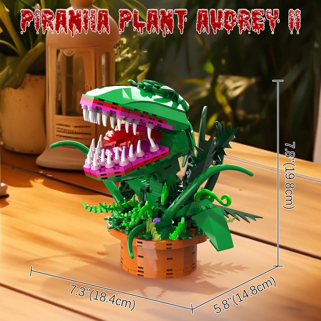 Audrey 2 Piranha Plant Bricks Compatible with Lego Little Shop of Horrors Flowers Building Blocks Gift for Halloween Christmas