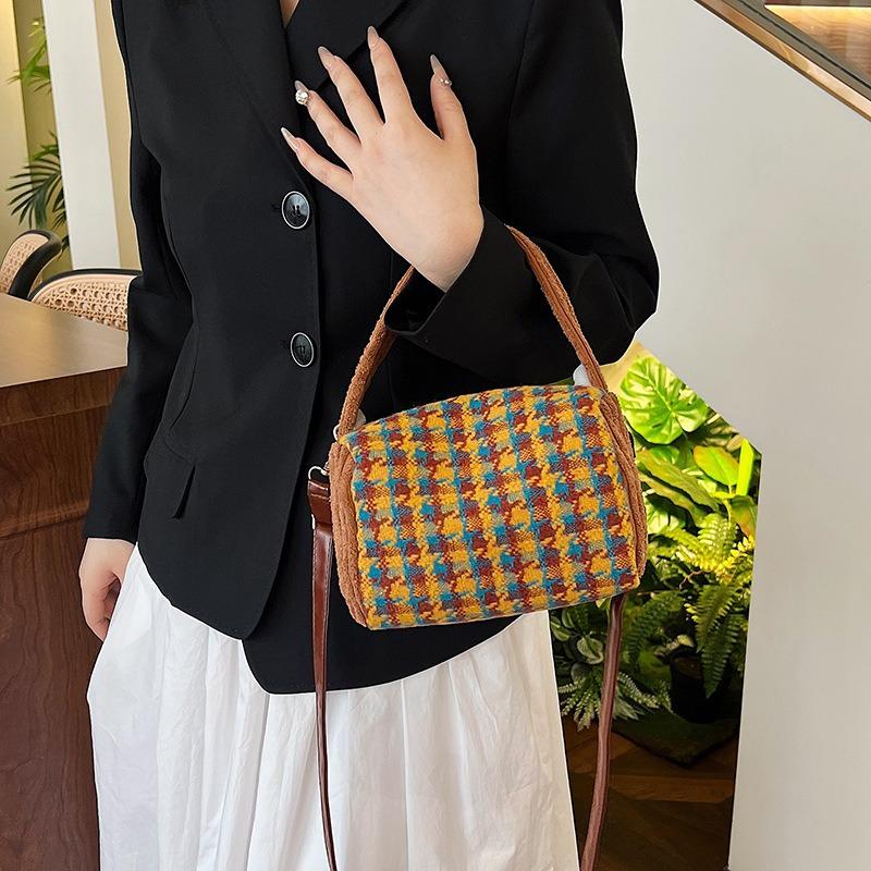 Damentasche neue kleine quadratische Tasche karierte Handtasche Kissen-Tasche Cord Messenger Bag Mode