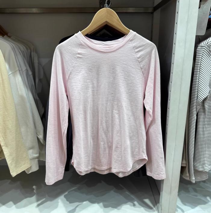 Women s Spring 2026 Pure Cotton Slub Raglan Long Sleeve Top L