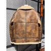 Genuine Sheepskin Leather B3 Bomber Jacket Mens Winter Fur Lined Thick Warm Flying Coat