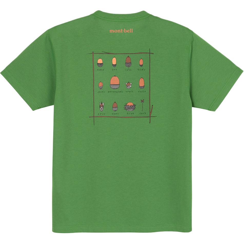 MONTBELL SS25 Японский горный наряд удобный повседневный принт с орехами быстросохнущий дышащий защита от УФ-лучей футболка с коротким рукавом Унисекс M зелёный 4700₽