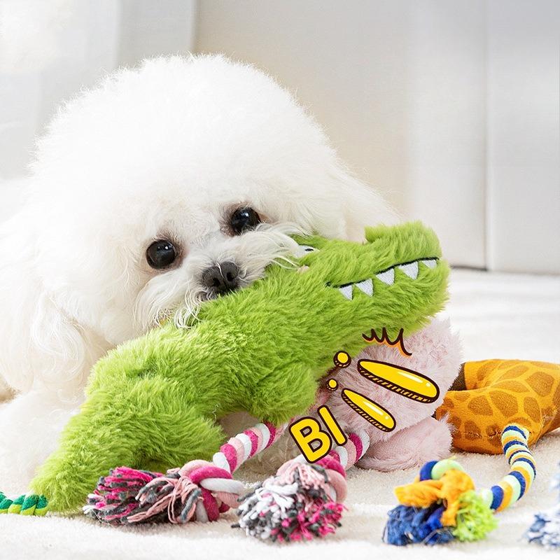 Plush Dog Sound Toy Squeaky Dog Toy Pet Interactive Tug of War Knot Bite-resistant Pet Toys Grinding Boredom with Pet Toys