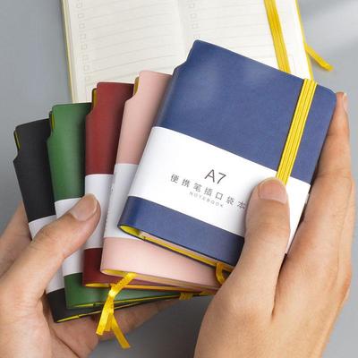 A7 Mini Notebook: Compact A6 with Colored Band - Portable Student Memo Pocket Planner