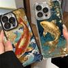 Goldener Karpfen Glücklicher Koi Beschichtung Handyhülle Für Xiaomi Poco X5 X6 X7 X8 Pro Max F8 Ultra F7 M8 M7 M5S Redmi 15C 15 14C 13C 13 X3 12