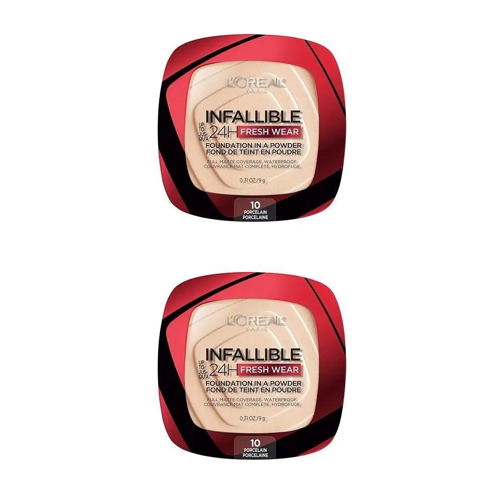 L Oréal Foundation Powder 9g 2 Packs No. 10 Porcelain LOreal Paris Makeup Infallible Fresh Wear Foundation