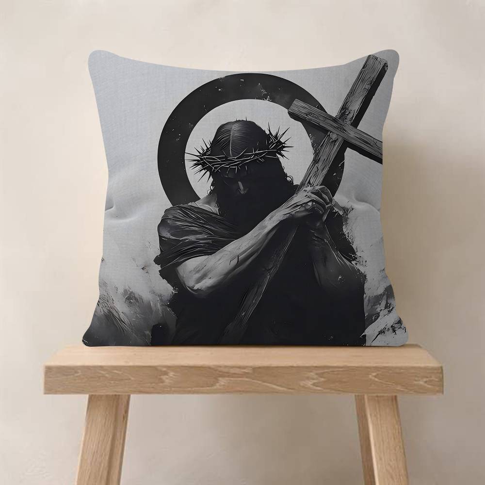 Son Of God Jesus Cross Holy Light Pillowcase Toon Gift Cushion Cover Bedroom Home Sofa Chair Seat Decor Pillow Case