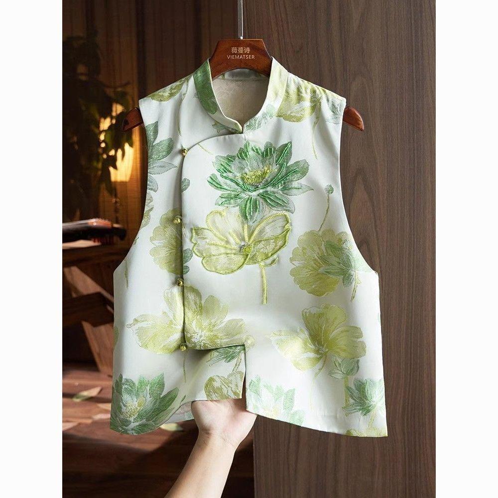 2025 Early Spring Partial Vest Diagonal Placket Women's New Luxury Women's Temperament Fashionable Antique Women's Clothing