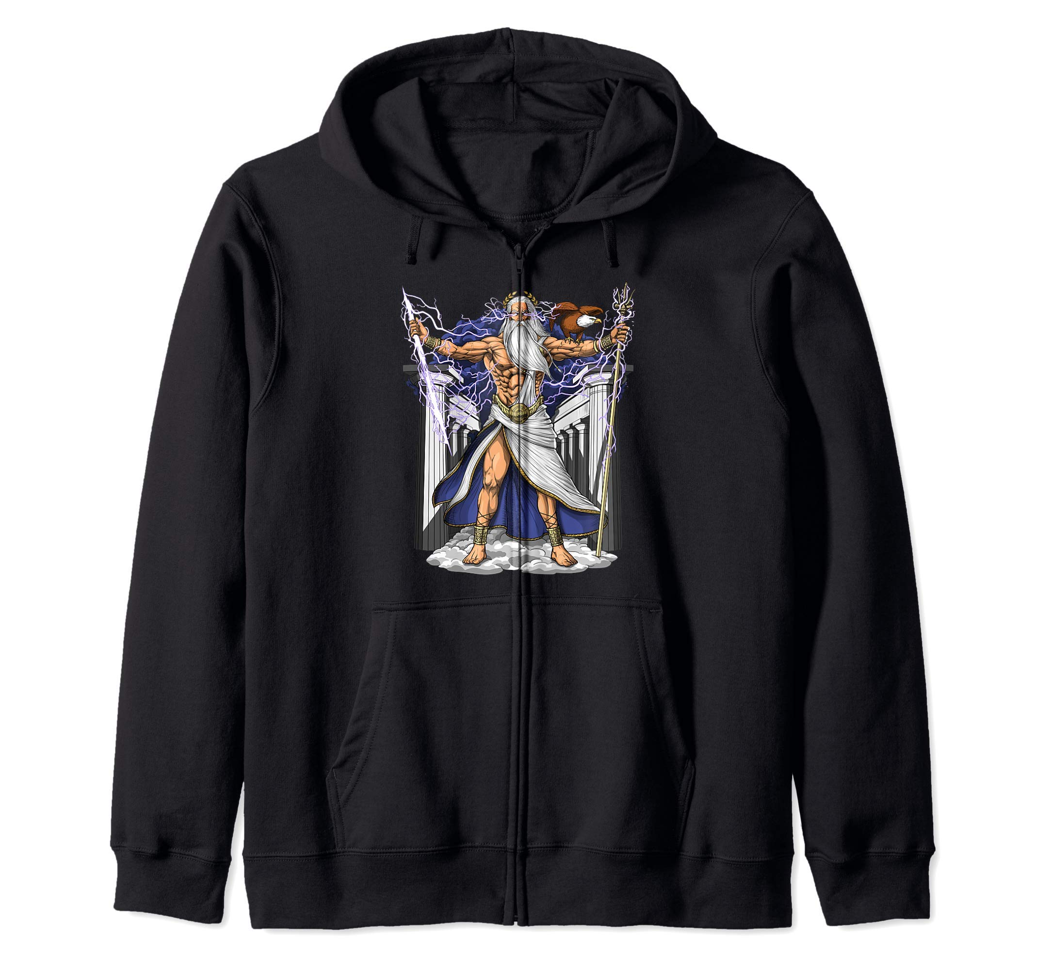 Greek god Zeus, ancient Greek mythology, Greek history, fantasy, zip-up hoodie