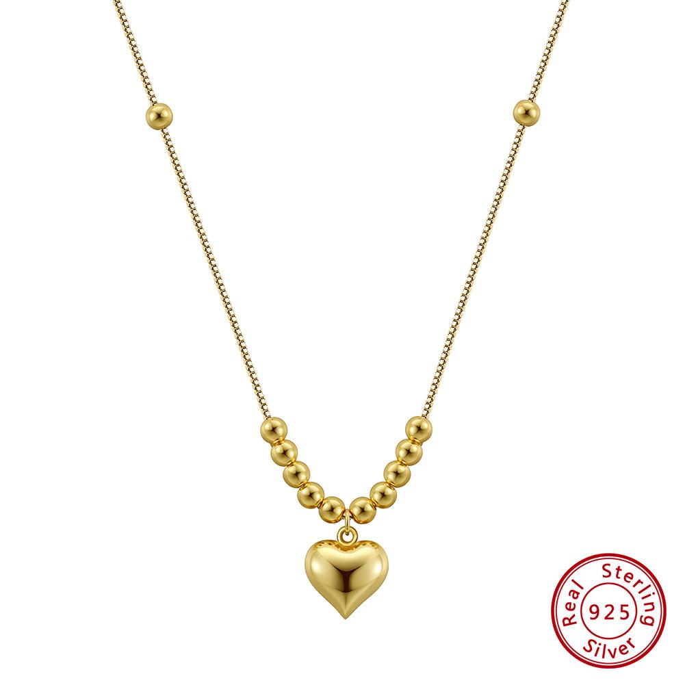 Effie Queen Love Heart Pendant Necklace 925 Sterling Silver Design Wedding Party Simple Heart Bone Chain Choker Jewelry APN49