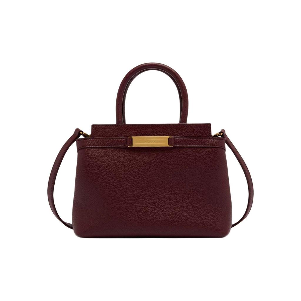 Bally Andorra Tote Bag With Metal Logo In Pebbled Calfskin Women tote bags Red Brown 6312269