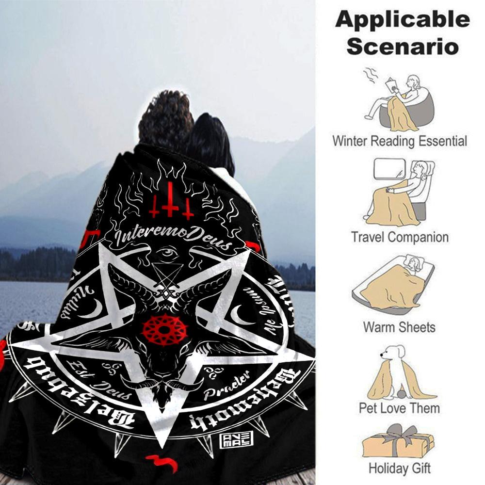 1pc Baphomet Satanism Throw Blanket Soft Flannel, Cozy All Season Polyester Perfect for Home, Office