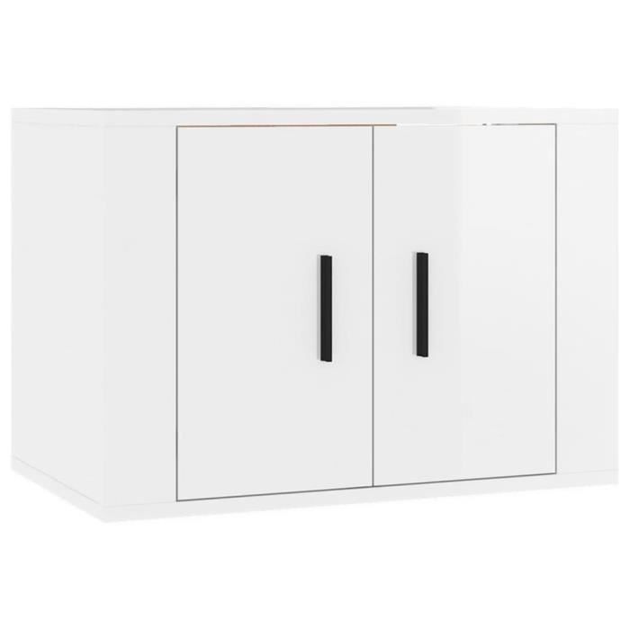 816618 vidaXL Meuble TV mural Blanc brillant 57x34,5x40 cm