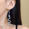 Silver Needle Diamond Geometric Serpentine Long Earrings European and American Light Luxury Personality Earrings Fashion Temperament Earrings Women