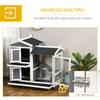 Outdoor Rabbit Hutch for 2 Rabbits in Wood with Pull-Out Tray and Run Area, 110x60x104 cm