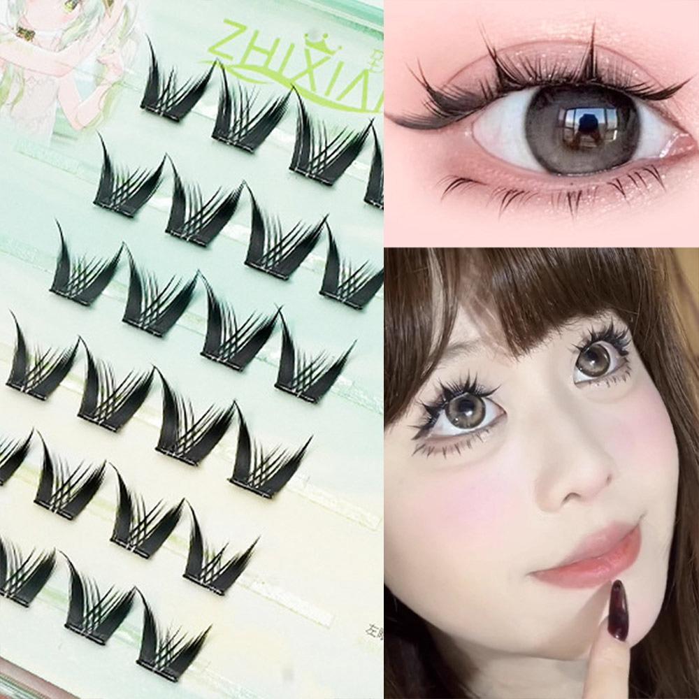 Glue Free Manga Lashes With Jelly Glue Strips 3D False Eyelashes Cat Elf Eyelashes  Party Supplies