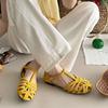 French summer new hollowed-out one-word strap Roman shoes flat-bottomed bag head sandals women's Mori women's niche design hollow