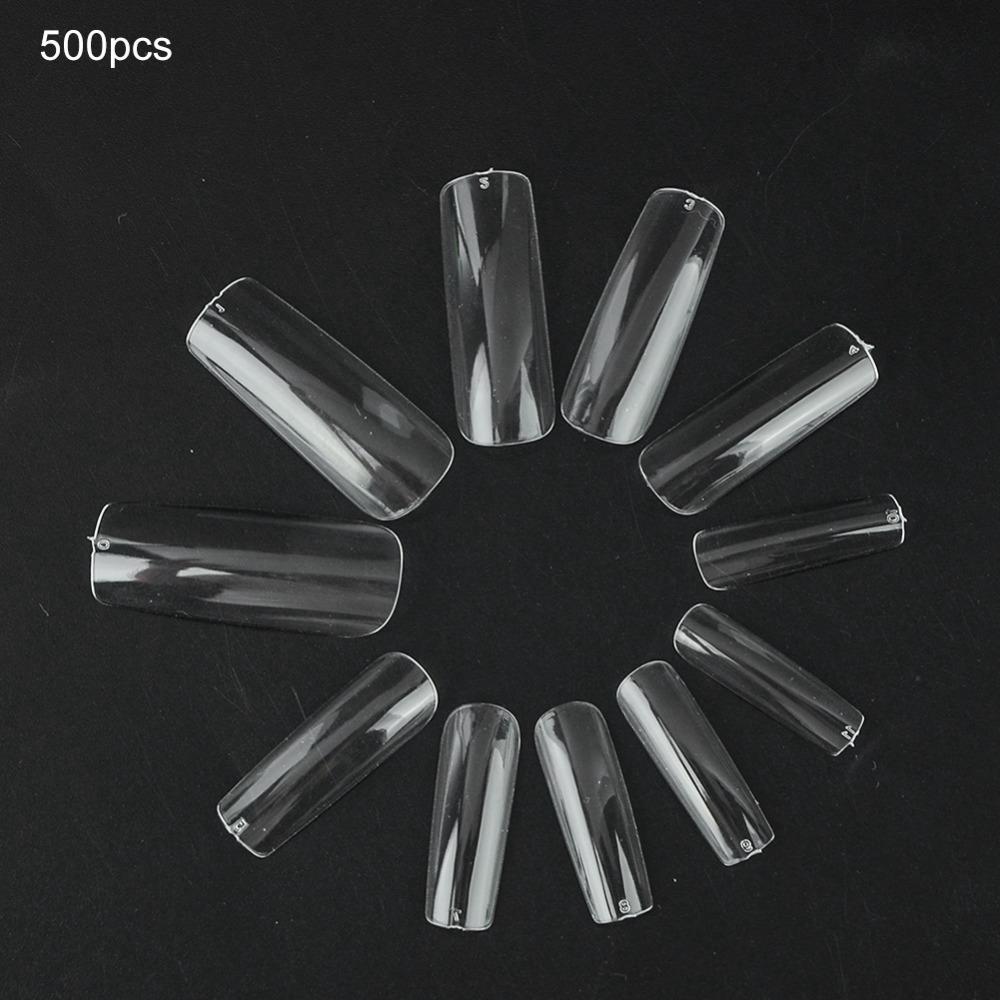 500pcs Transparent Full Coverage False Nail Tips DIY Press-On Nail Production