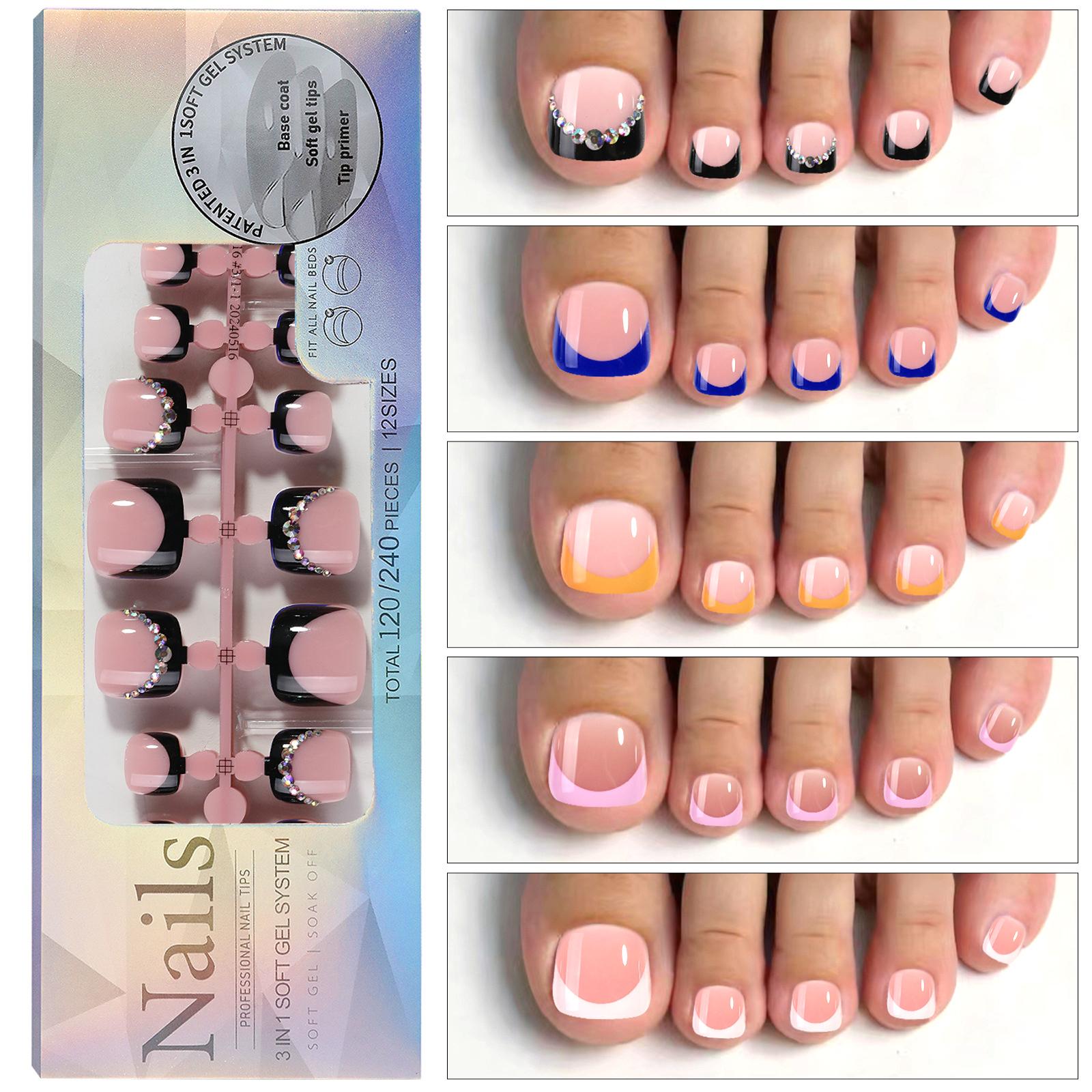 

120 ШТ. Французькі гелеві наконечники для нігтів Накладні накладні нігті на ногах Накладні накладні нігті на ногах 12 розмірів 1